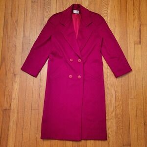 Capri Petites Double Breasted Wool Trench Coat Crimson Red 2 Vintage Glam